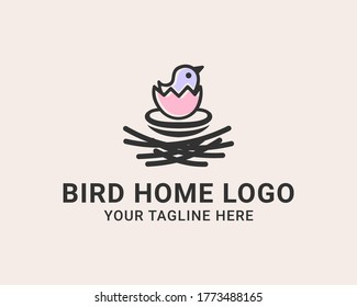 Nest bird home logo to decorate your nest bird business in a extra ordinary way 