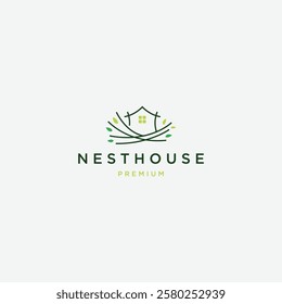 Nest bird house logo icon design template flat vector