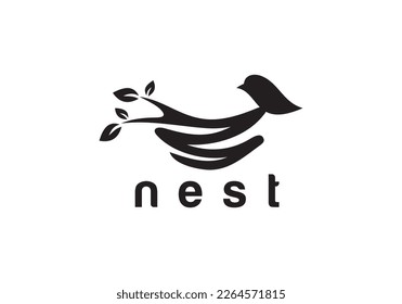 nest bird logo. creative abstract template vector design.