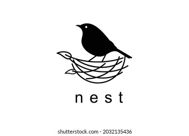 Nest Bird logo design symbol vector template