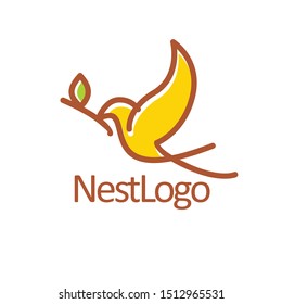 nest bird logo design template, vector editable