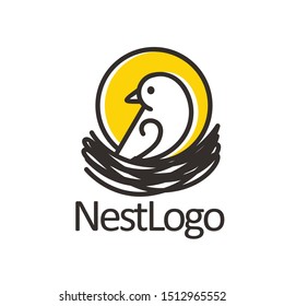 nest bird logo design template, vector editable