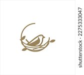 Nest bird logo. Logo is shaped with lines forming  a nest in brown gradient color, creating a nest bird logo.