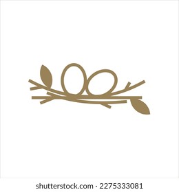 Nest bird logo. Logo is shaped with lines forming  a nest in brown gradient color, creating a nest bird logo.