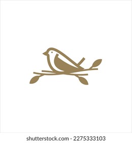 Nest bird logo. Logo is shaped with lines forming  a nest in brown gradient color, creating a nest bird logo.