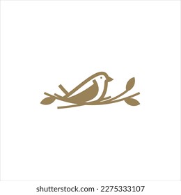 Nest bird logo. Logo is shaped with lines forming  a nest in brown gradient color, creating a nest bird logo.