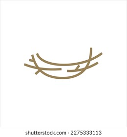 Nest bird logo. Logo is shaped with lines forming  a nest in brown gradient color, creating a nest bird logo.