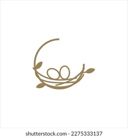 Nest bird logo. Logo is shaped with lines forming  a nest in brown gradient color, creating a nest bird logo.