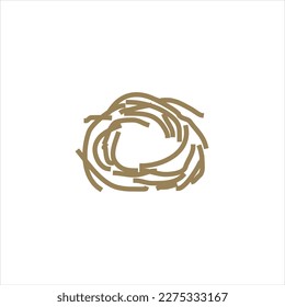 Nest bird logo. Logo is shaped with lines forming  a nest in brown gradient color, creating a nest bird logo.