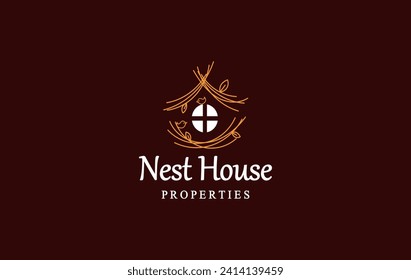 nest with bird minimalist logo design