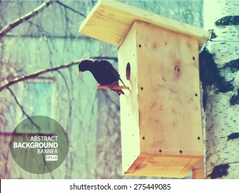 The nest, bird, spring. Vector EPS 10 illustration.