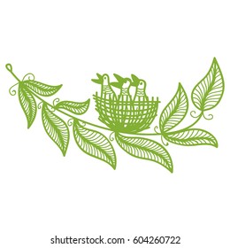 Nest and branch. Vector illustration.