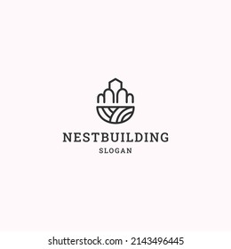 Nest building logo icon design template 