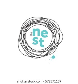 The nest creative logo. Robin eggs. Doodling