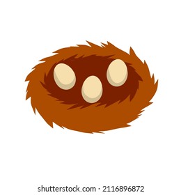 Nest and egg. Cartoon flat illustration. element of nature and forests.
