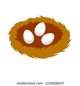 Nest and egg. Cartoon flat illustration. element of nature and forests. Wildlife. Bird house. Place for Chicks.
