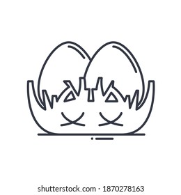 Icono de huevo nido, ilustración aislada lineal, vector de línea delgada, signo de diseño web, símbolo de concepto de contorno con trazo editable sobre fondo blanco.