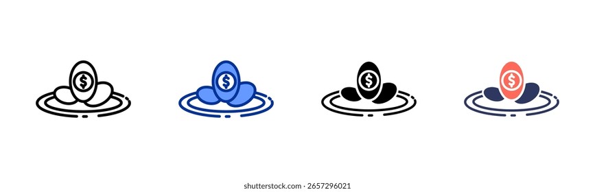 Coleção de vários estilos da folha de ícone do Aninhamento de ovos