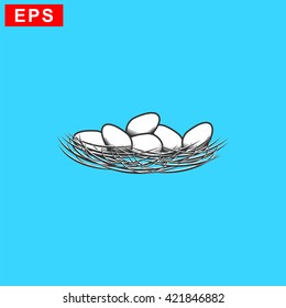 nest egg icon, vector bird nest icon, isolated financial nest egg