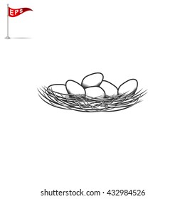 nest egg icon, vector bird nest icon, isolated financial nest egg