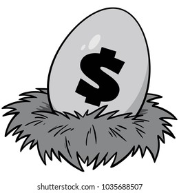 Nest Egg Illustration - A vector cartoon illustration of a Nest Egg concept.