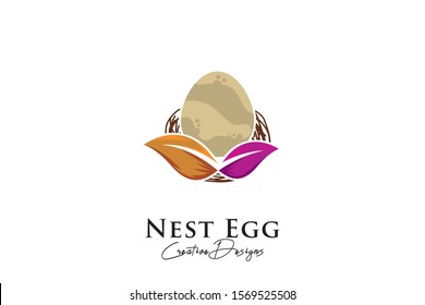 Nest egg logo- leaf egg logo vector