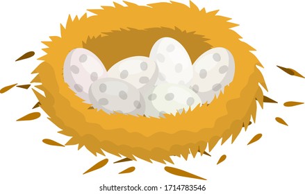Nest and egg. Place for Chicks. Cartoon flat illustration. element of nature and forests. Wildlife. Bird house