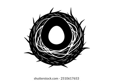 Ein Nest mit Eiersilhouette, Vektorgrafik