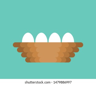 Nest with eggs cartoon isolated. vector illustration