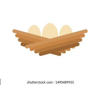 Nest with eggs cartoon isolated. vector illustration