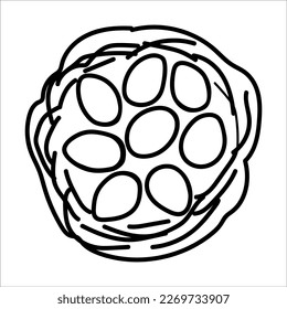 Nest mit Eierdoodle, Vektorgrafik einzeln auf weißem Hintergrund.