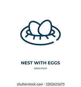 Nest with eggs icon. Linear vector illustration from birds pack collection. Outline nest with eggs icon vector. Thin line symbol for use on web and mobile apps, logo, print media.