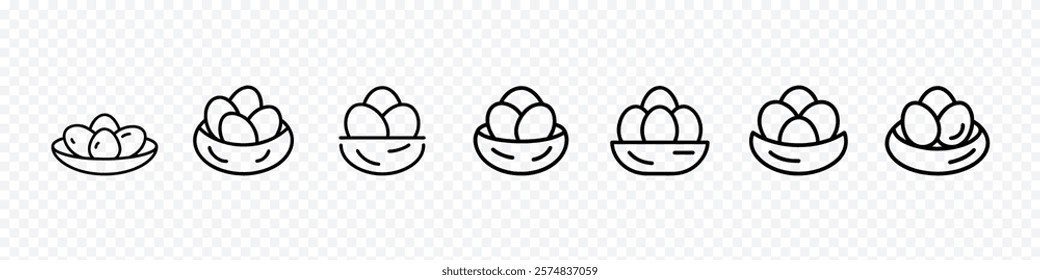 Nest with eggs icon. spring nest with eggs, Easter eggs nest outline vector icon. 