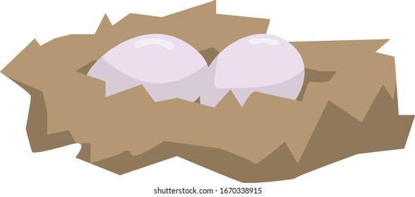 Nido con huevos, ilustración, vector sobre fondo blanco.