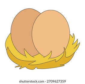 Nido con huevos aislados sobre un fondo blanco