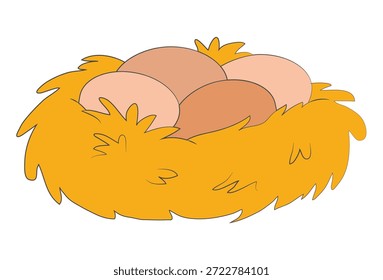 Nido con huevos aislados sobre un fondo blanco