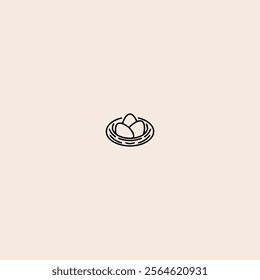 Nest with eggs line icon flat vector design.