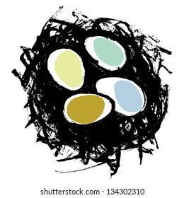 Nest with eggs. Vector.