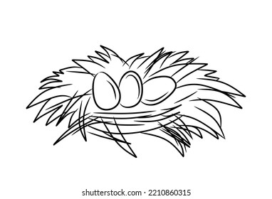 Nido con la ilustración vectorial de huevos