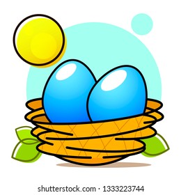 Nest With Eggs Wildlife Vector Illustration For Your Design Or Project