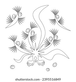 Nest of fictional insects. Vector characters with wings. Flat line drawing