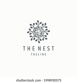 Nest floral leaf nature logo icon design template vector