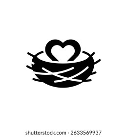 Nest with Heart Symbolizing a Safe Emotional Place and Protection