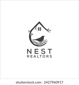 nest home bird realtor vector logo template