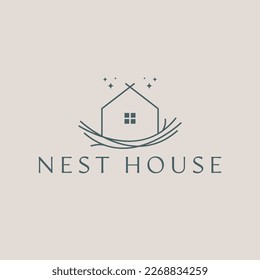 Nest and house abstract logo template. Nest house logo design. Real estate logotype.