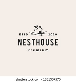 Nestbaum-Hipster-Vintage-Logo Vektorsymbol