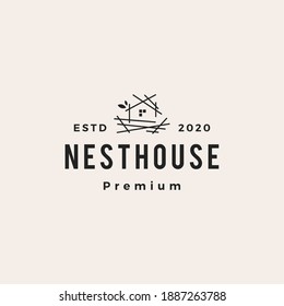 nest house hipster vintage logo vector icon illustration