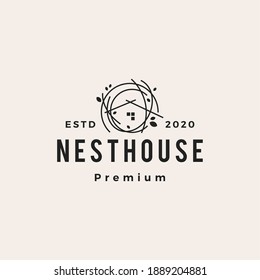 nest house hipster vintage logo vector icon illustration