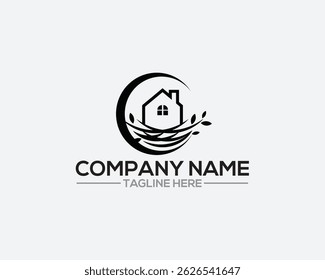 casa de ninho hipster vintage logotipo ícone ilustração,
ilustração de ninho com casa e folha. logotipo símbolo birdhouse Vetor