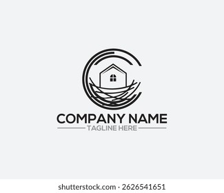 casa de ninho hipster vintage logotipo ícone ilustração,
ilustração de ninho com casa e folha. logotipo símbolo birdhouse Vetor